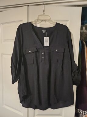 torrid Black Button-Front Blouse